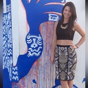 Black and gold midi skirt